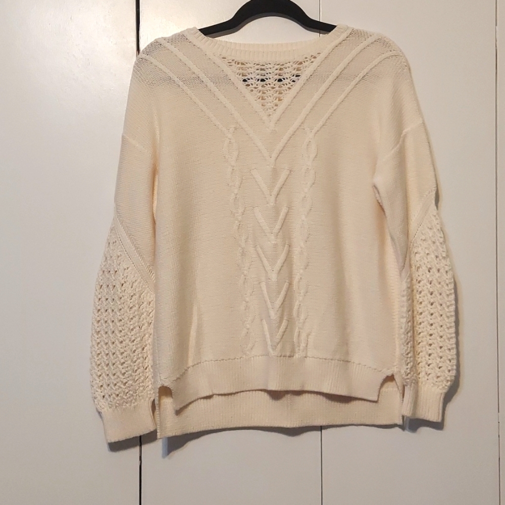 Lucky brand ivory cable knitted sweater |M|
